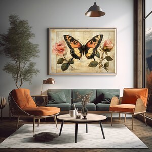 Vintage Schmetterling Druck Antike botanische Illustration druckbare Wandkunst Vintage botanische Schmetterling Sofort Download Kunstdruck