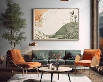 Minimalistische abstrakte Landschaft Kunstdruck, erdige Töne Wohnkultur (digitaler Download)