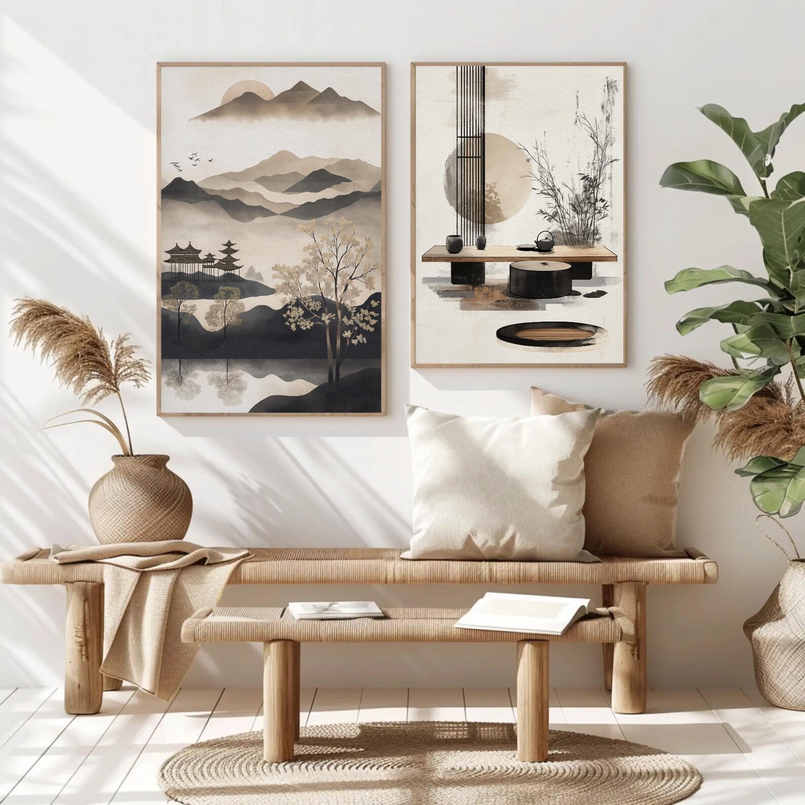 Japanese Landscape Art Prints, Zen Wall Decor Set (digital Download) - Etsy