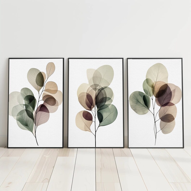 Botanical Leaf Print Set, Minimalist Wall Decor (digital Download) - Etsy