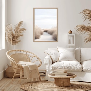 Coastal Minimalist Printable Wall Art Beach Digital Download with Neutral Beach Grass for Modern Home Decor minimalist Print