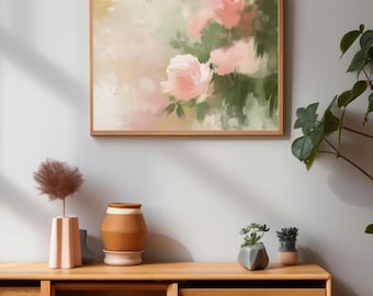 Soft Pink Rose Print, Romantic Floral Wall Art (Digital Download)