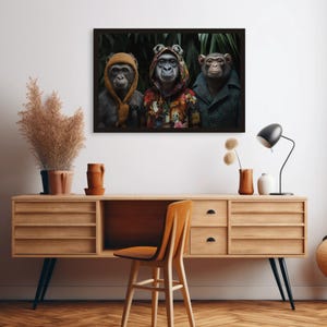 Fun Monkey Portrait Digital Artwork Fashionable Animal Wall Art Jungle Themed Printable Modern Instant Download Animal Print