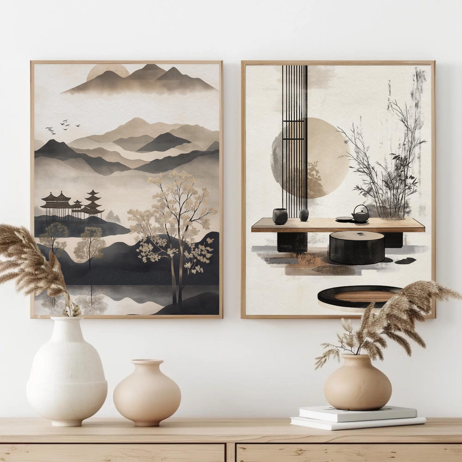 Japanese Landscape Art Prints, Zen Wall Decor Set (digital Download) - Etsy