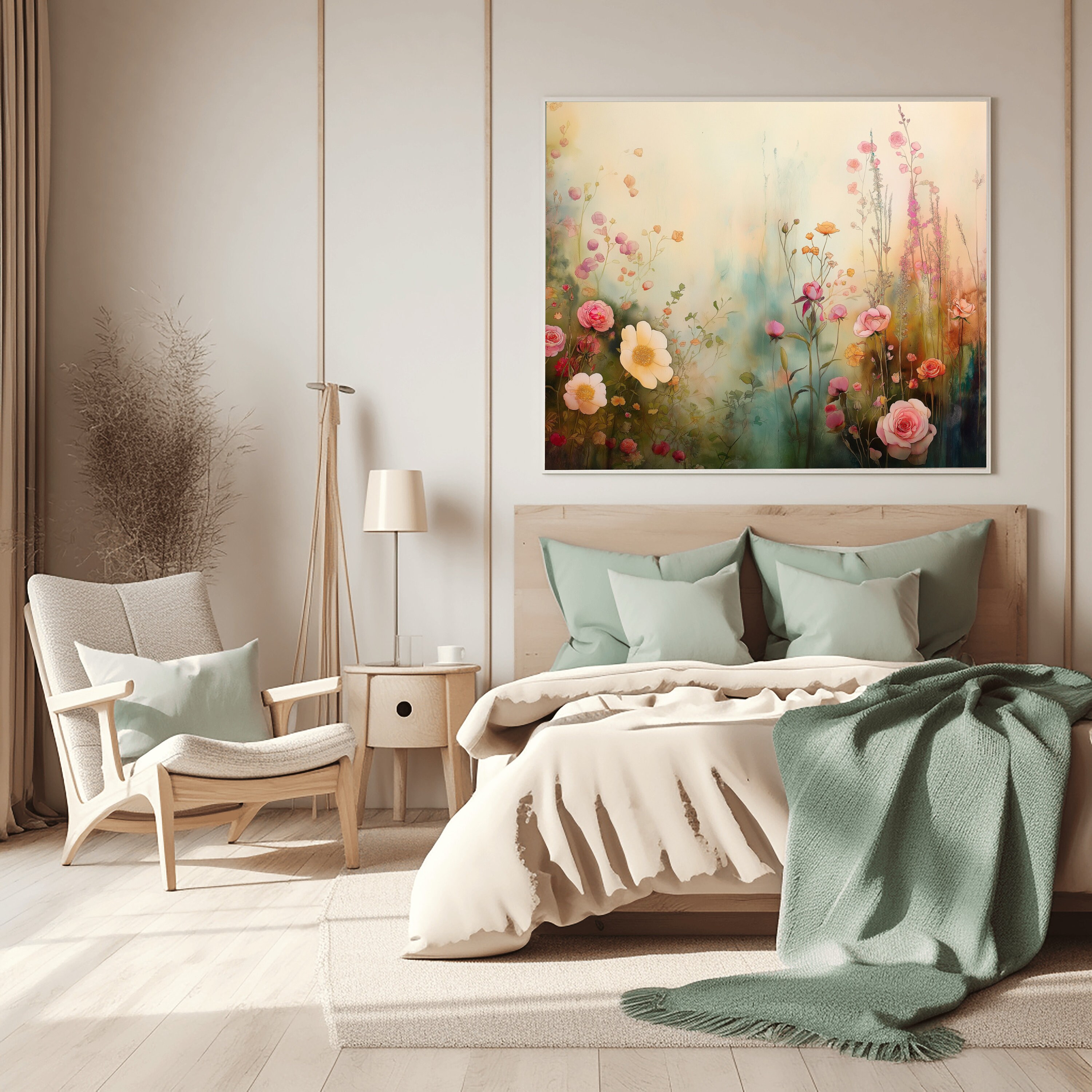 Colorful Wildflower Meadow in Bloom Digital Art Botanical Garden Floral Art Watercolor Wildflower Digital Download Art Print Cottagecore