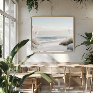 Impresión de arte de pared costero con sendero de playa, vista de hierba oceánica, descarga digital, paisaje de playa minimalista para impresión instantánea, arte de verano