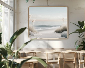Impresión artística de un sendero costero con vista minimalista al mar (descarga digital)