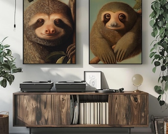 Faultier Portrait Print Set, Kinderzimmer Dekor (Digitaler Download)
