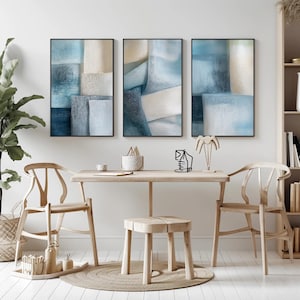 Soft Blue Art Set Instant Download Printable Wall Art Modern Minimalist Home Decor Blue Abstract Set of 3 Digital Prints