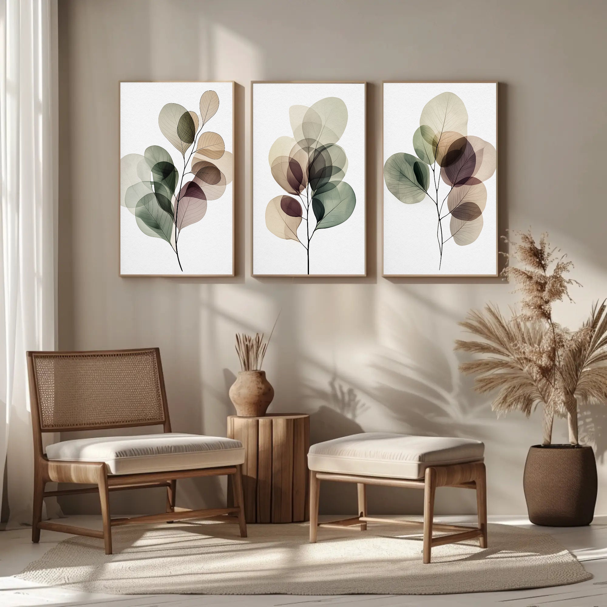 Botanical Leaf Print Set, Minimalist Wall Decor (digital Download) - Etsy