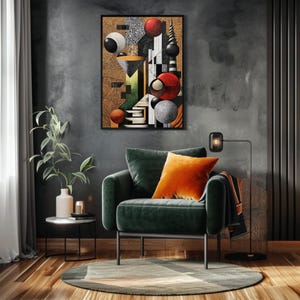 Abstract Art Print Vibrant Modern Geometric Wall Art with 3D Shapes, Bold Colors, Unique Design for Contemporary Home Decor Digital Download