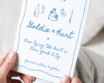 Handgetekende save-the-date-uitnodigingen | Aanpasbare digitale download | Minimalistisch ontwerp | Grillig | Canvassjabloon