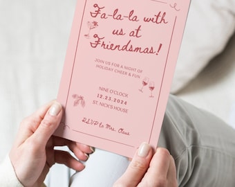 Vriendenmisuitnodiging | Uitnodiging etentje | Housewarming | Handgetekend, funky, levendig en aanpasbaar op canvas