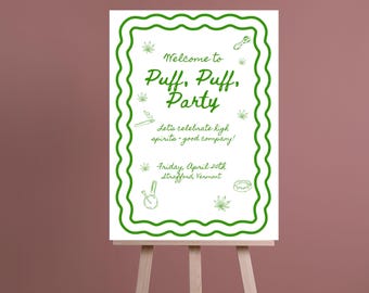 Welkomstbordje cannabisfeest: bewerkbare poster voor wiethuwelijk (canvasjabloon)
