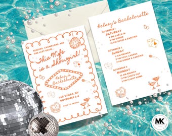 Uitnodiging vrijgezellenfeest Vegas: showgirl-thema, bewerkbare canva-sjabloon (digitale download 5 x 7 in verticaal)