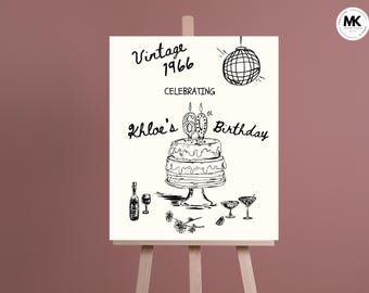 Vintage 1966 retro welkomstbord 60e verjaardag (digitale download)