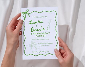 Sjabloon Wave Engagement-uitnodiging: groene uitnodiging van 5 x 7 (digitale download)