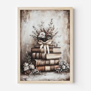 Rustic Christmas Decor, Christmas Ornaments Wall Art, Book Still Life Printable, Winter Oil Painting Print, Holiday Decor Gifts, Vintage Art