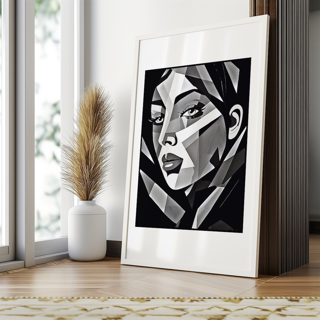 Black and White Abstract Woman Face Art House Wall Art Portrait Woman ...
