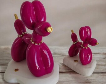 Balloon Dog Sculpture - Small / Large - Fuchsia / Petrol - Handmade