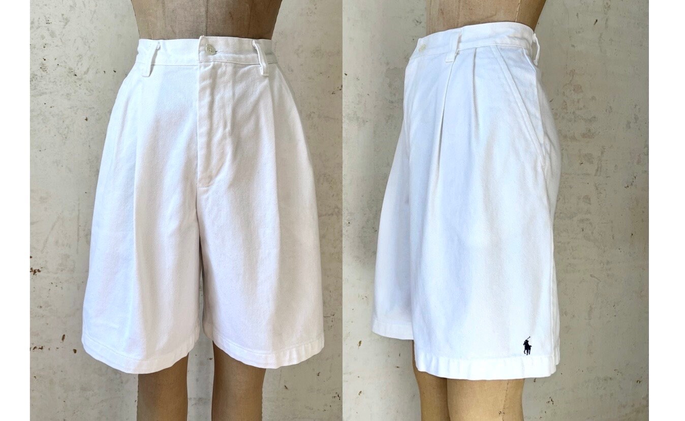 Vintage 80's 90's Polo Ralph Lauren White Pleated Shorts
