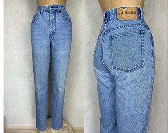 Jean Mom LA Blues Taper Leg vintage des années 80 sz 30" taille 28 1/2" entrejambe Sm Md