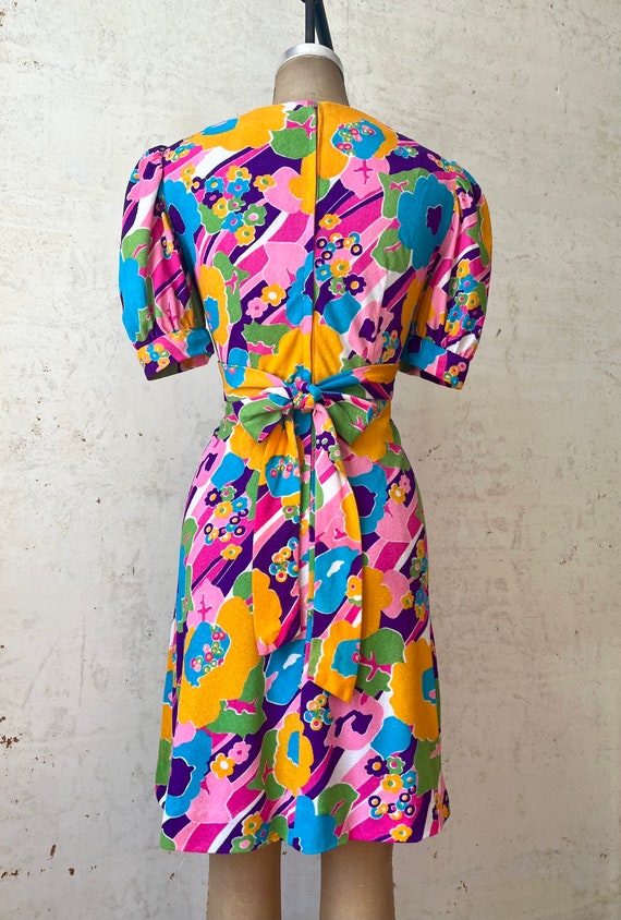 Vintage 60’s 70’s Neon Psychadelic Floral Print P… - image 4