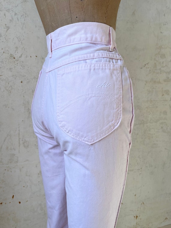 Vintage 80's Chic Pale Pink Denim Taper Leg Mom J… - image 8