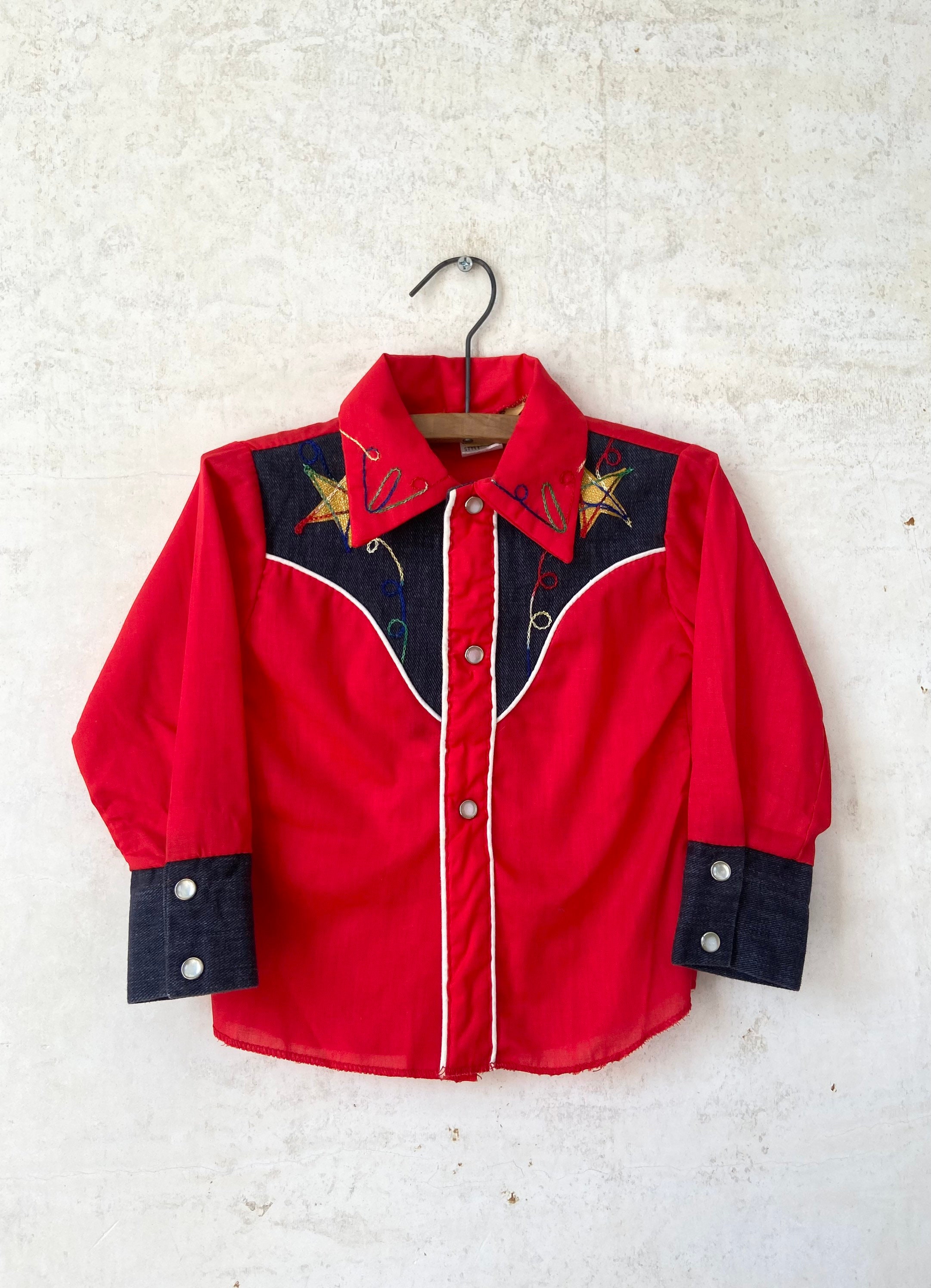 Vintage 50s Kids J Bar T Western Wear Red Embroidered Stars - Etsy 