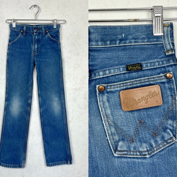 Jeans Wrangler vintage des années 60 et 70 pour enfants délavé en denim sz 22" taille 24" entrejambe 10 Slim Made in USA