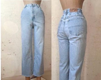 Vintage 70’s 80’s Lee Riders Light Denim Flare Boot Cut Frayed Hem Jeans sz 28” Waist 26” Inseam Sm