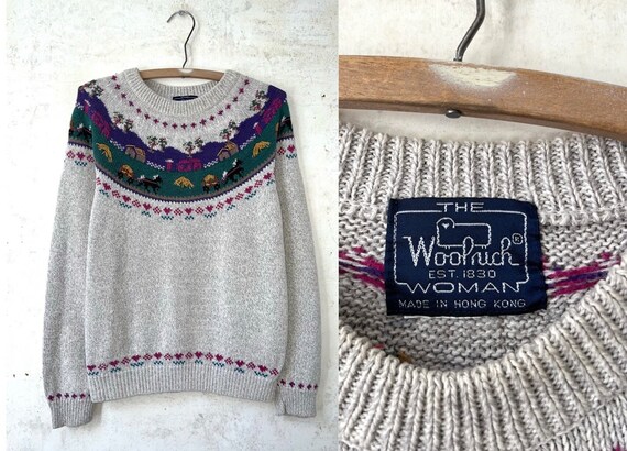 Vintage 80s Woolrich Woman Cotton Farm Scene Picture Knit - Etsy