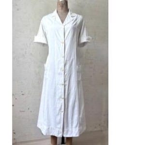 Vintage 30’s 40’s Dubbelware White Nurse Uniform Dress sz 42”  Chest 37” Waist