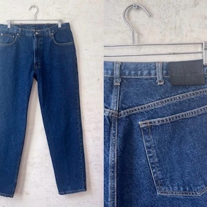 Vintage 80’s 90’s Calvin Klein Dark Denim Straight Leg sz 34” Waist 31 1/2” Inseam