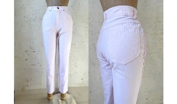 Vintage 80's Chic Pale Pink Denim Taper Leg Mom J… - image 1