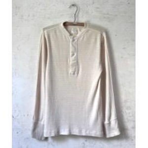 Vintage 70’s Men’s Army Issue Winter White Henley Undershirt 50/50 Cotton Wool Blend sz 36” Chest Sm Made in USA