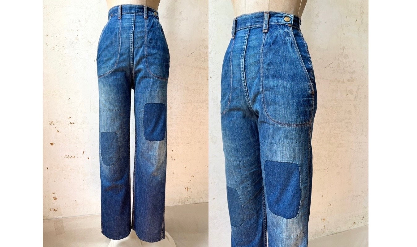 Vintage 40's 50's Blue Bell Side Zip Denim Jeans Patch