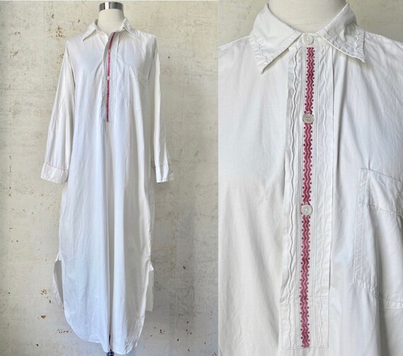 Vintage 1900’s Edwardian Mens Nightshirt Embroider
