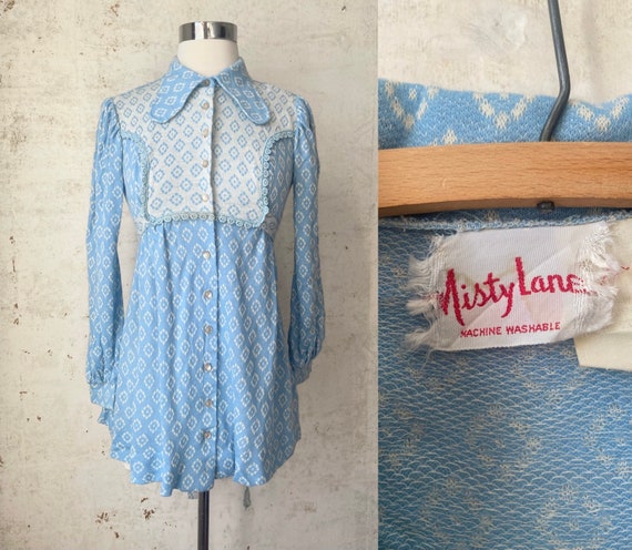 Vintage 70’s Misty Lane Babydoll Top Beagle Collar