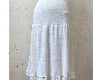 Vintage 20’s Healthgard White Rib Knit Crochet Hem Slip Skirt sz 24-27” Waist