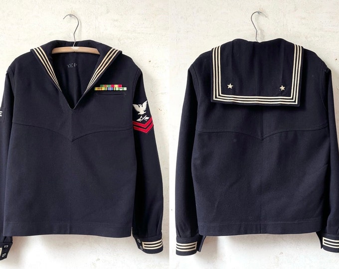 VTG USN US NAVY WILKER IND HEAVY COTTON TWILL 3 POCKET DECK JACKET TALON ZIP S