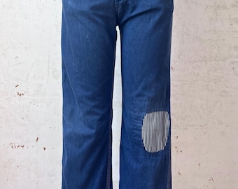 Vintage 50’s 60’s Penney’s Sanforized Workwear Carpenter Thrashed Denim Jeans Patch & Repair sz 25” Waist xs