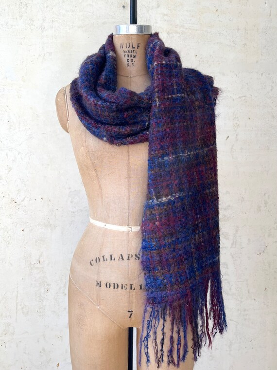 Vintage 80’s Purple Multicolor Mohair Plaid Wool … - image 2