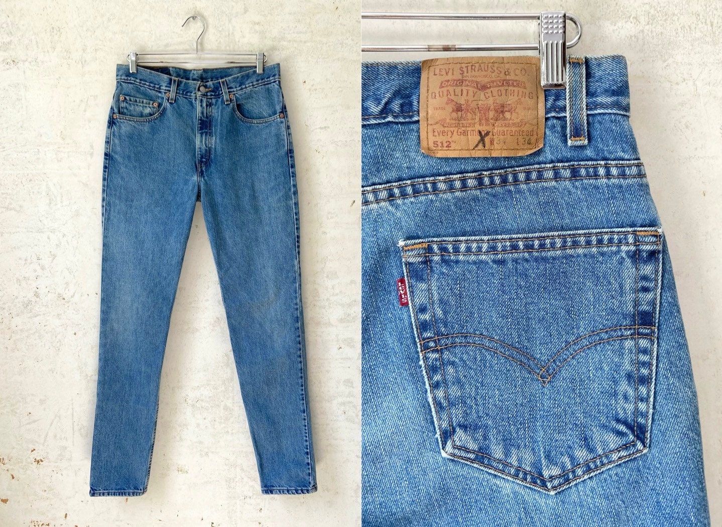 Vintage Levi's 512 Slim Taper Fit Red Tab Denim Jeans Size - Etsy