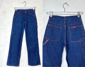 Vintage 70er Kinder Big Smith Carpenter Workwear Denim Jeans sz 24 "Taille