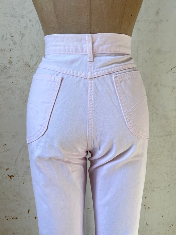 Vintage 80's Chic Pale Pink Denim Taper Leg Mom J… - image 7