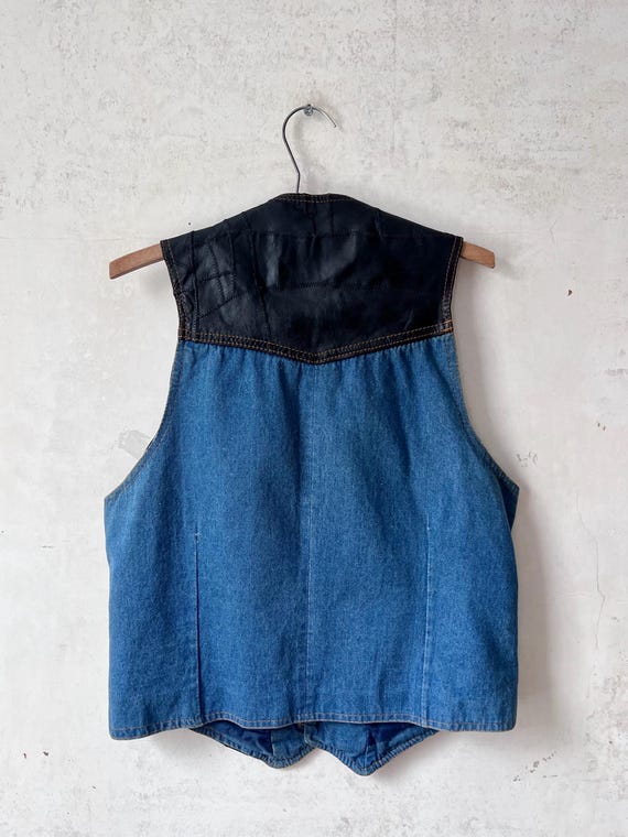 Vintage 70’s Eldorado Black Patchwork Leather Den… - image 5