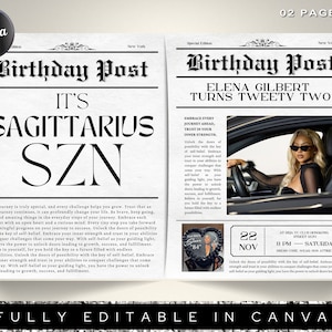 Birthday Newspaper Canva Template, Birthday Newspaper Template ...