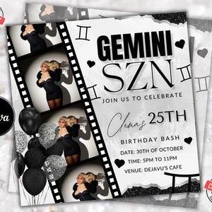 Gemini Szn Geburtstag Flyer, Gemini Bash Flyer, Geburtstag Flyer, Geburtstagskind, Party Flyer, Feier Flyer, Geburtstagsgeschenk, blak Geburtstag einladen