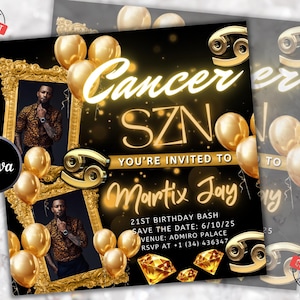 Cancer Season Party Flyer, Birthday Szn Flyer, Cancer Invitation Flyer, Cancer Birthday Event, Social Media Flyer, Premade Flyer Template